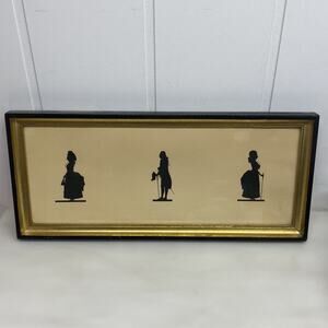 Vintage Silhouette 18th Century Man & Women 7” X 16” Framed Wall Decor